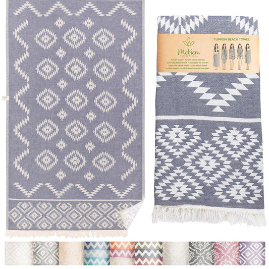 Premium Turkish Beach Towel – 100% Cotton, Quick Dry, Sand Free, Oversized Pool Towels 35”x 67” – Ideal for Travel, Pool, and Beach – Dark Blue