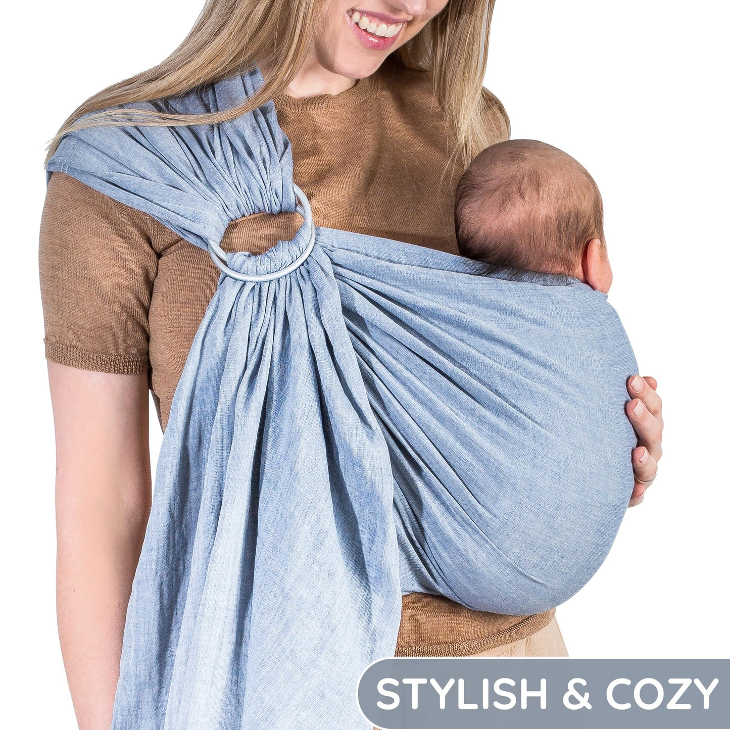 Ring Sling Baby Carrier - USA Lab Tested, 100% Natural Cotton Muslin, Breathable & Ergonomic Ring Sling Dark Blue