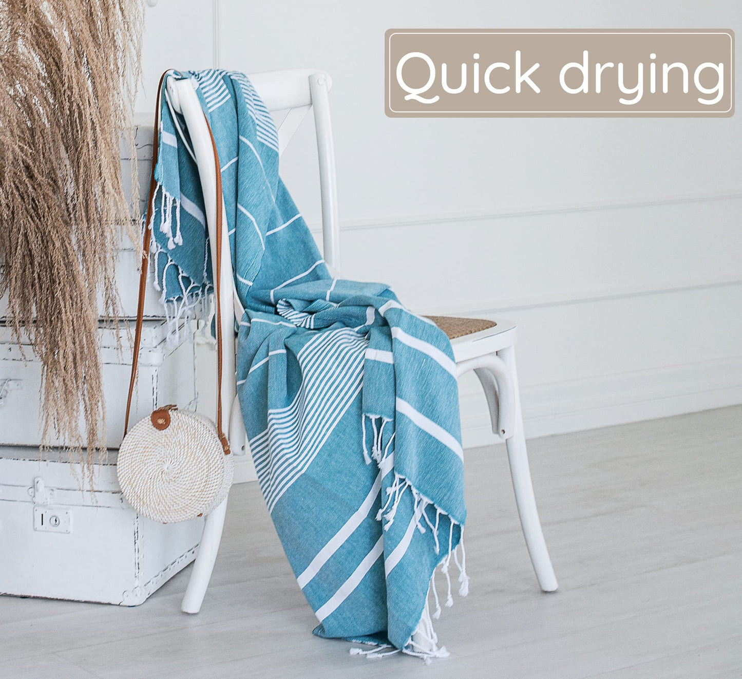 Premium Turkish Beach Towel (35”x 67”) – Lightweight, Quick Dry Beach Towel, Sand-Free, 100% Cotton – Teal