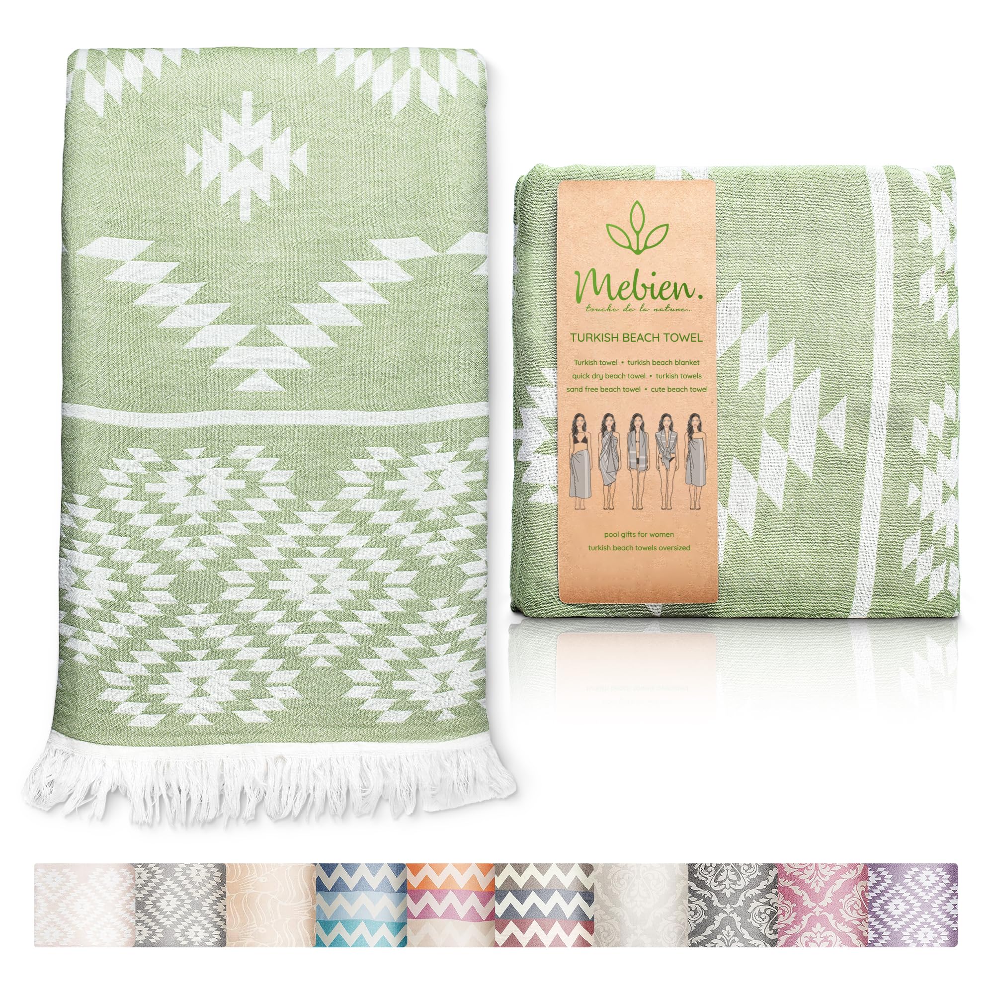 Turkish Beach Towel (35”x67”) Lightweight, Quick Dry, for Travel