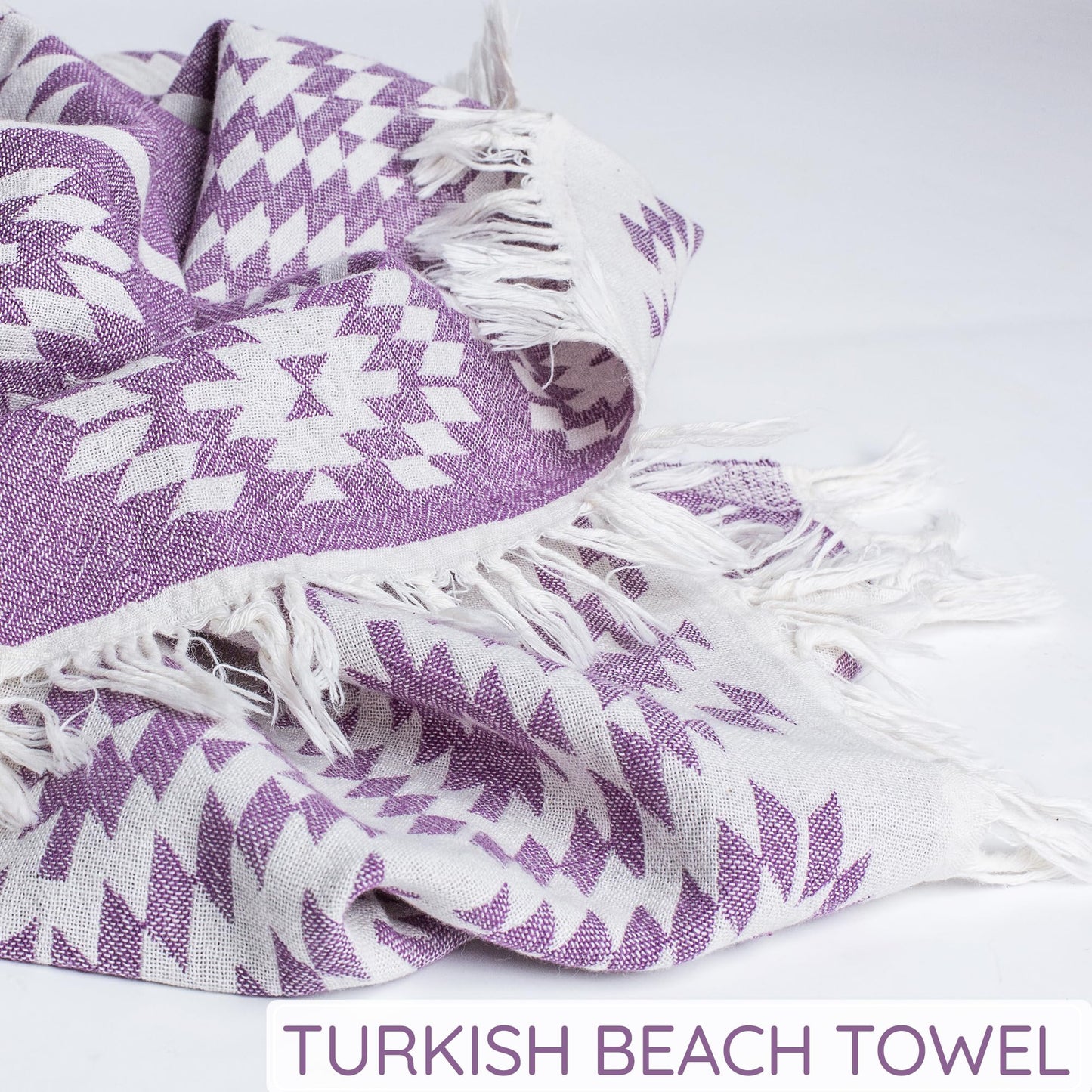 Turkish Beach Towel (35”x67”) – 100% Cotton, Quick Dry, Lightweight, Soft Oversized Beach Towel for Travel & Pool – Vintage Lilac Color