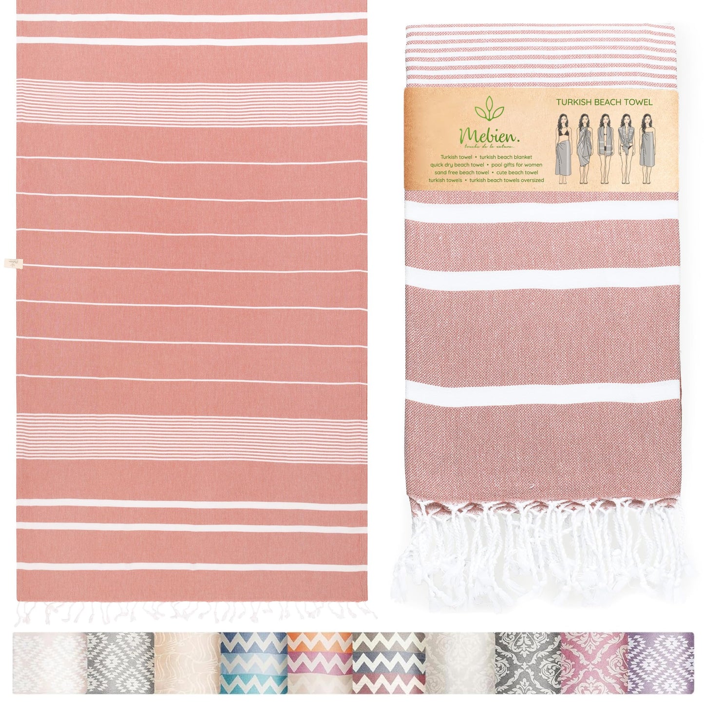 Premium Turkish Beach Towel – 100% Cotton, Quick Dry, Sand Free, Oversized Beach Towel 35”x 67” – Ideal for Travel, Pool, and Beach Towels – Burgundy