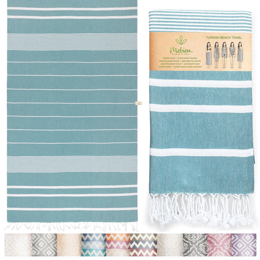 Premium Turkish Beach Towel (35”x 67”) – Lightweight, Quick Dry Beach Towel, Sand-Free, 100% Cotton – Teal
