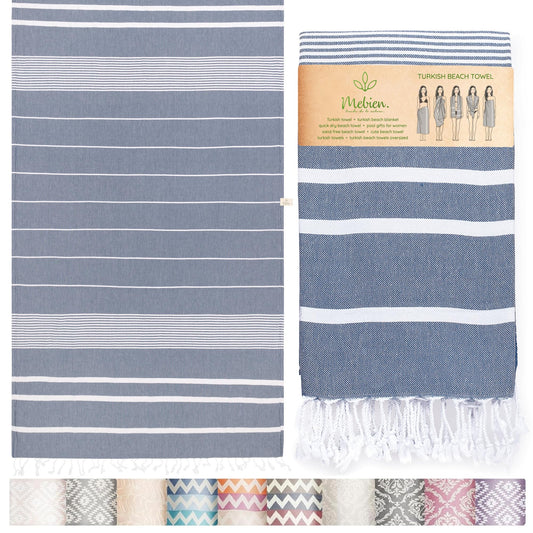 Premium Turkish Beach Towel – 100% Cotton, Sand Free, Oversized, Quick Dry Beach Towel 35”x67” – Ideal for Travel, Pool – Navy