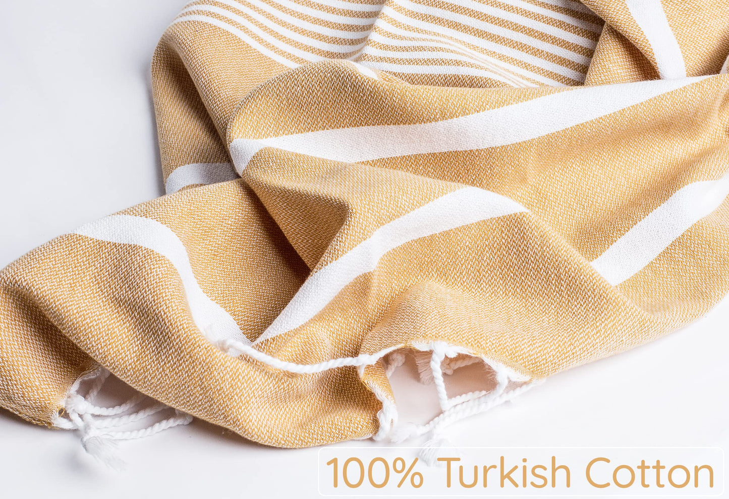 Premium Turkish Beach Towel – 100% Cotton, Quick Dry, Sand Free, Oversized Beach Towels 35”x67” – Ideal for Travel, Pool, and Beach Blanket – Honey Yellow Color