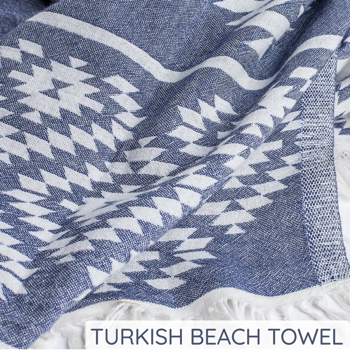 Premium Turkish Beach Towel – 100% Cotton, Quick Dry, Sand Free, Oversized Pool Towels 35”x 67” – Ideal for Travel, Pool, and Beach – Dark Blue