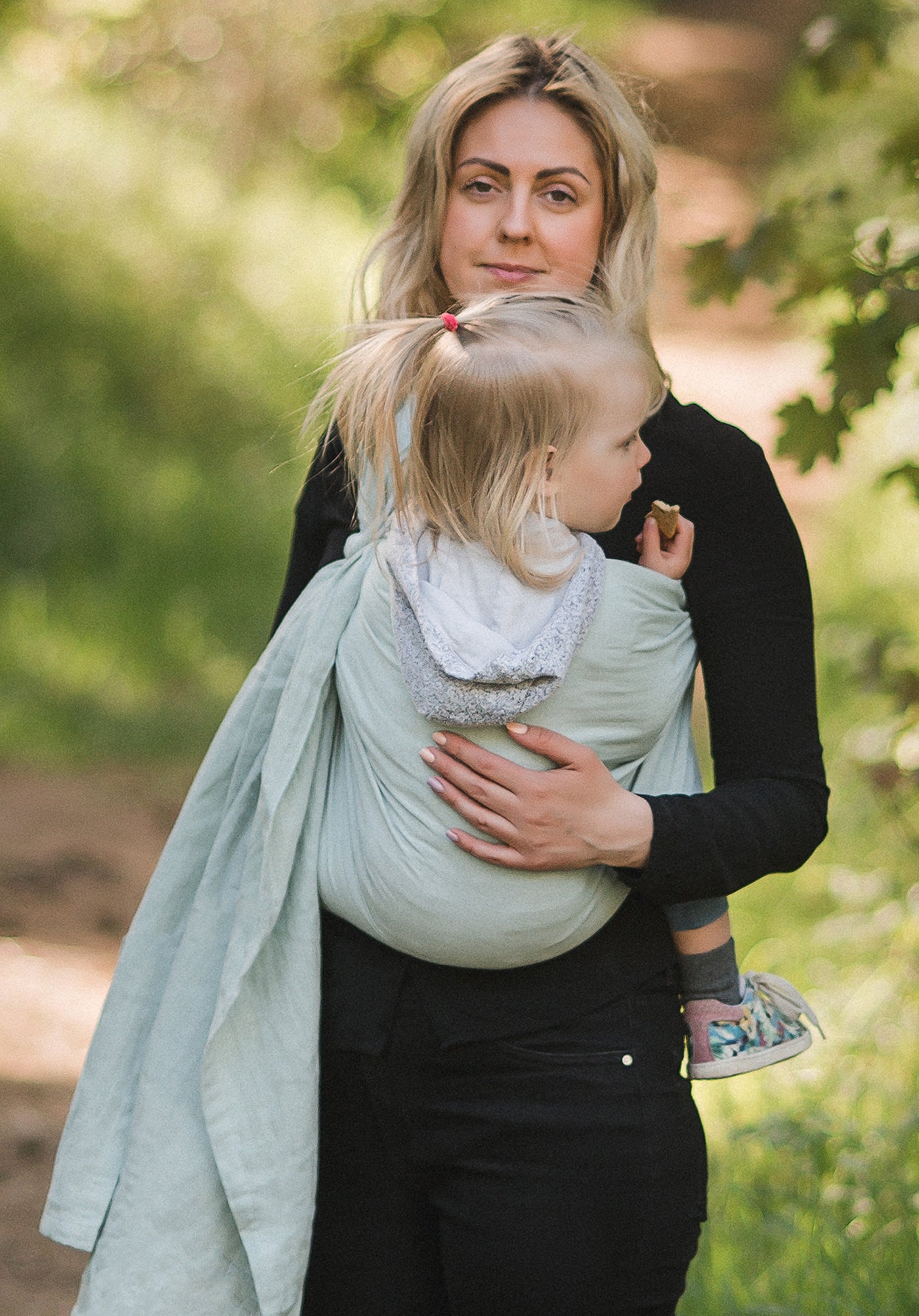Light Green Baby Sling and Ring Sling 100% Cotton Muslin baby Carrier Suitable from Newborn to Toddler