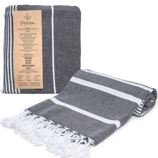 Black Turkish Beach Towels (35”x67”)  Lightweight, Quick drying and Sand Free Can be Used as Beach Blanket 100% Cotton