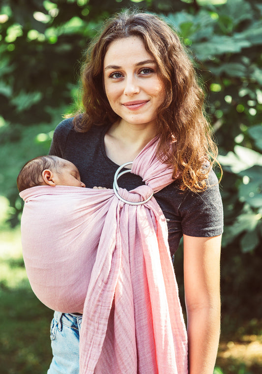 Pink Baby Sling and Ring Sling 100% Cotton Muslin baby Carrier Suitable from Newborn to Toddler