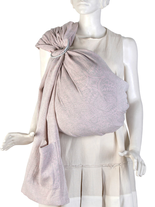 Rose Grey Floral Design Baby Sling and Ring Sling 100% Cotton Muslin baby Carrier Suitable from Newborn to Toddler
