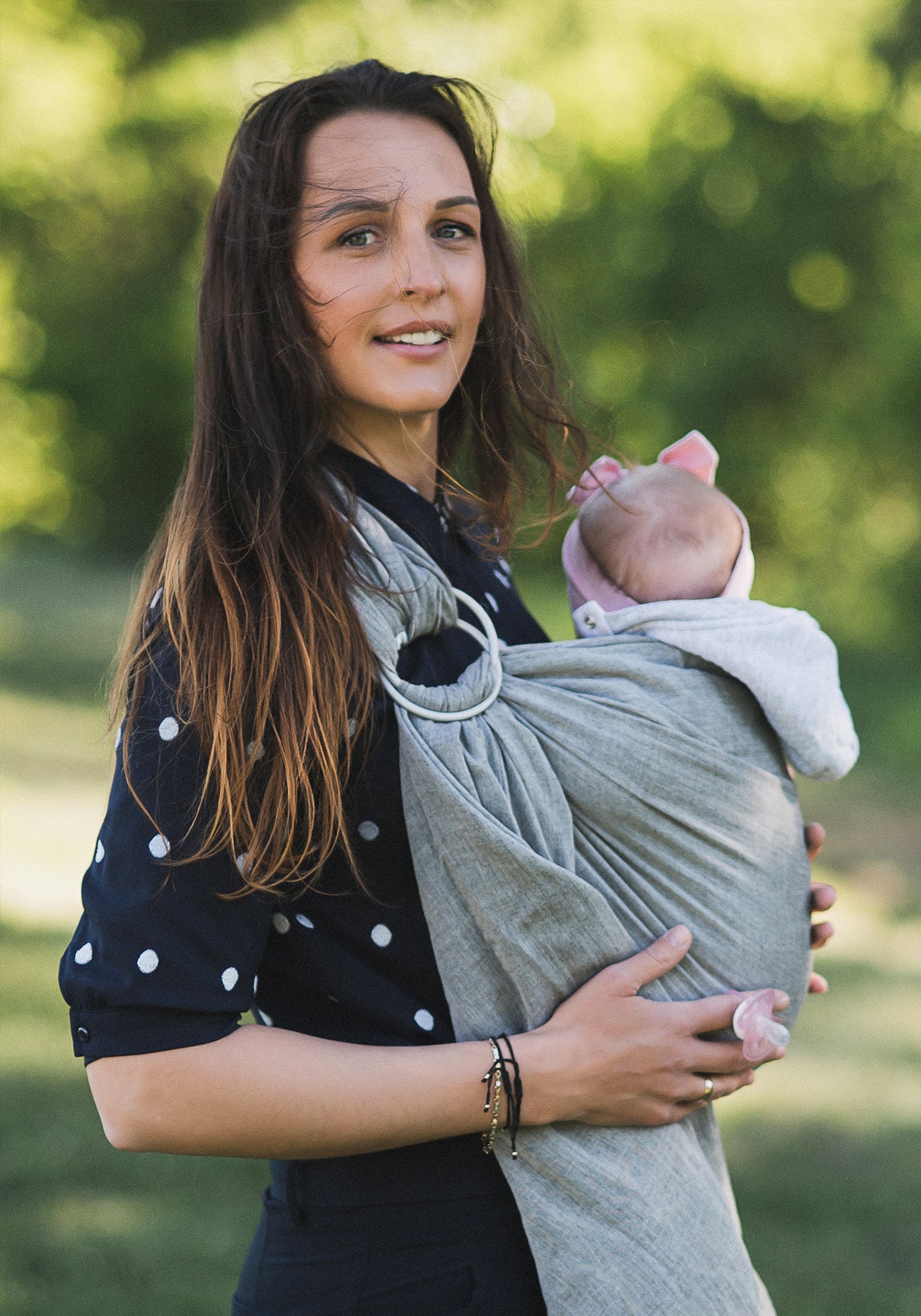 Dark Grey Baby Sling and Ring Sling 100% Cotton Muslin baby Carrier Suitable from Newborn to Toddler