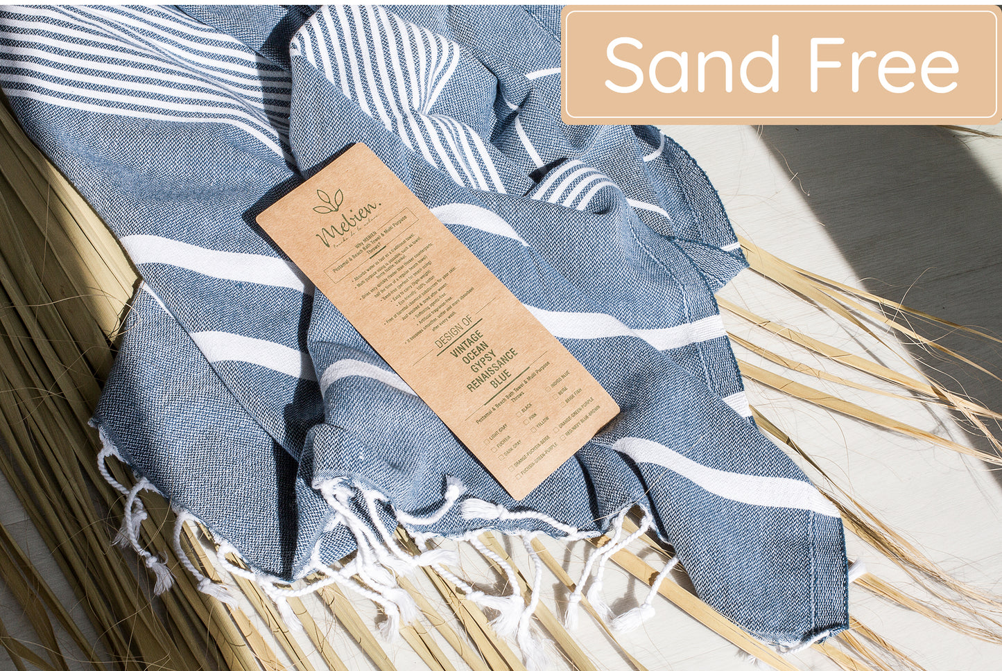 Blue Turkish Beach Towels (35”x67”)  Lightweight, Quick drying and Sand Free Can be Used as Beach Blanket 100% Cotton