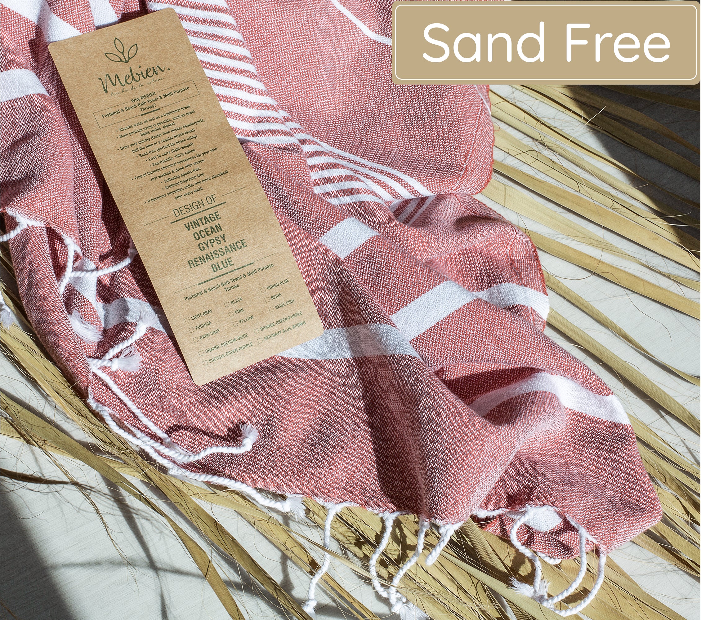 Red Turkish Beach Towel 35 x67 Lightweight Quick drying and