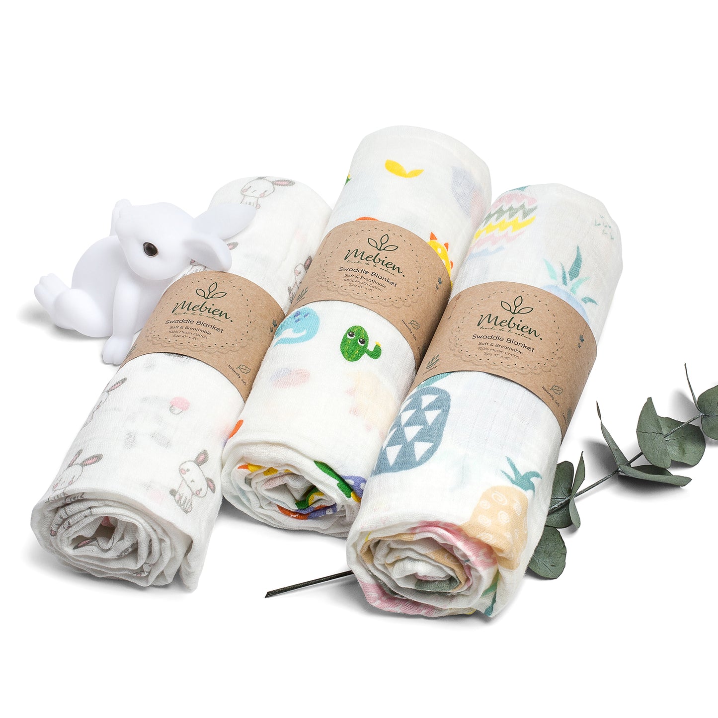 Baby Swaddle Blanket Neutral Muslin Swaddle Blankets Ultra Soft Silky Baby Blankets Unisex Pure 100% Cotton Baby Receiving Blankets and Baby Boy Blankets and Baby Girl Blanket 41” x 41” Set of 3
