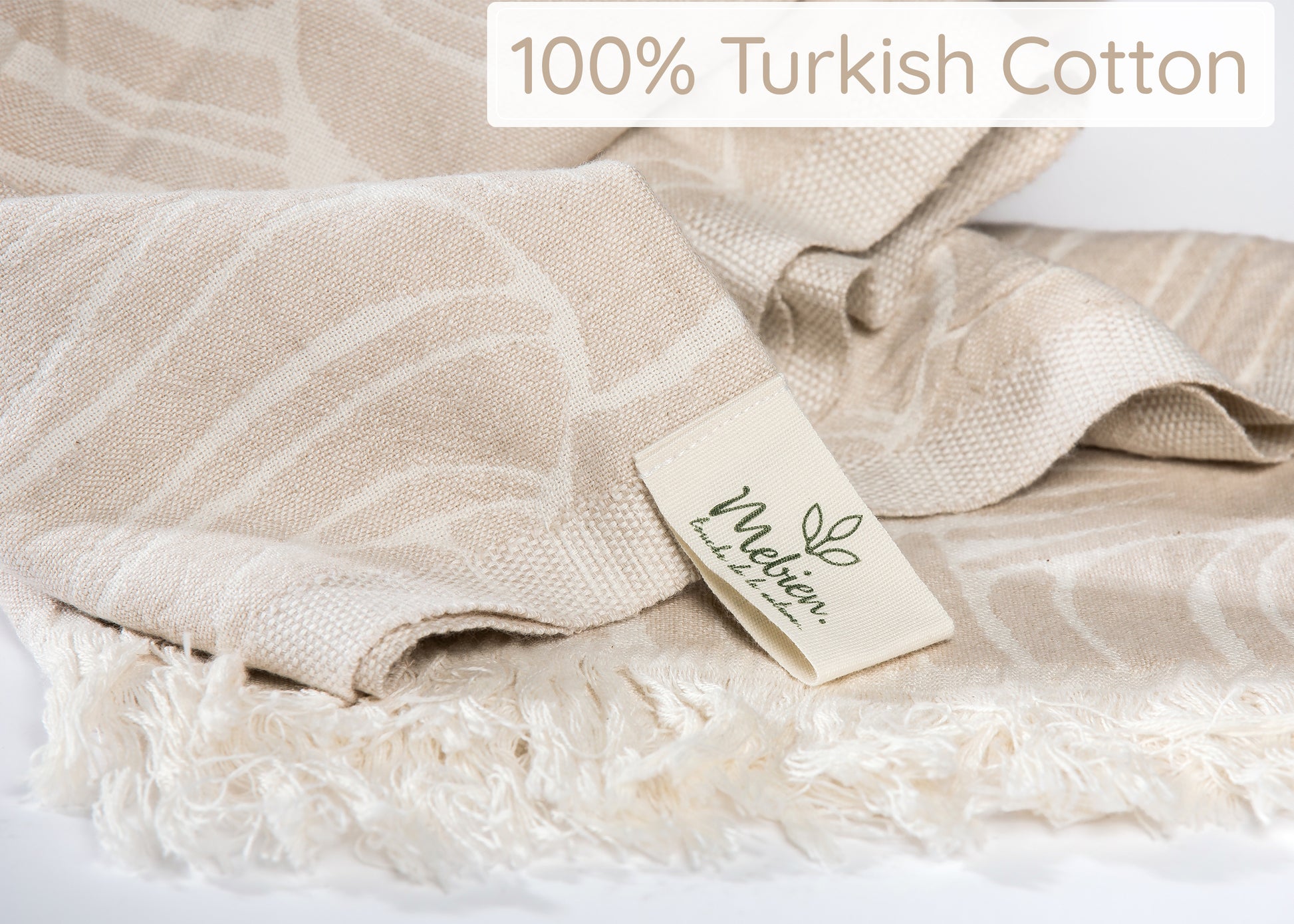 Beige Fish Turkish Beach Towel (35”x67”) Lightweight, Quick drying