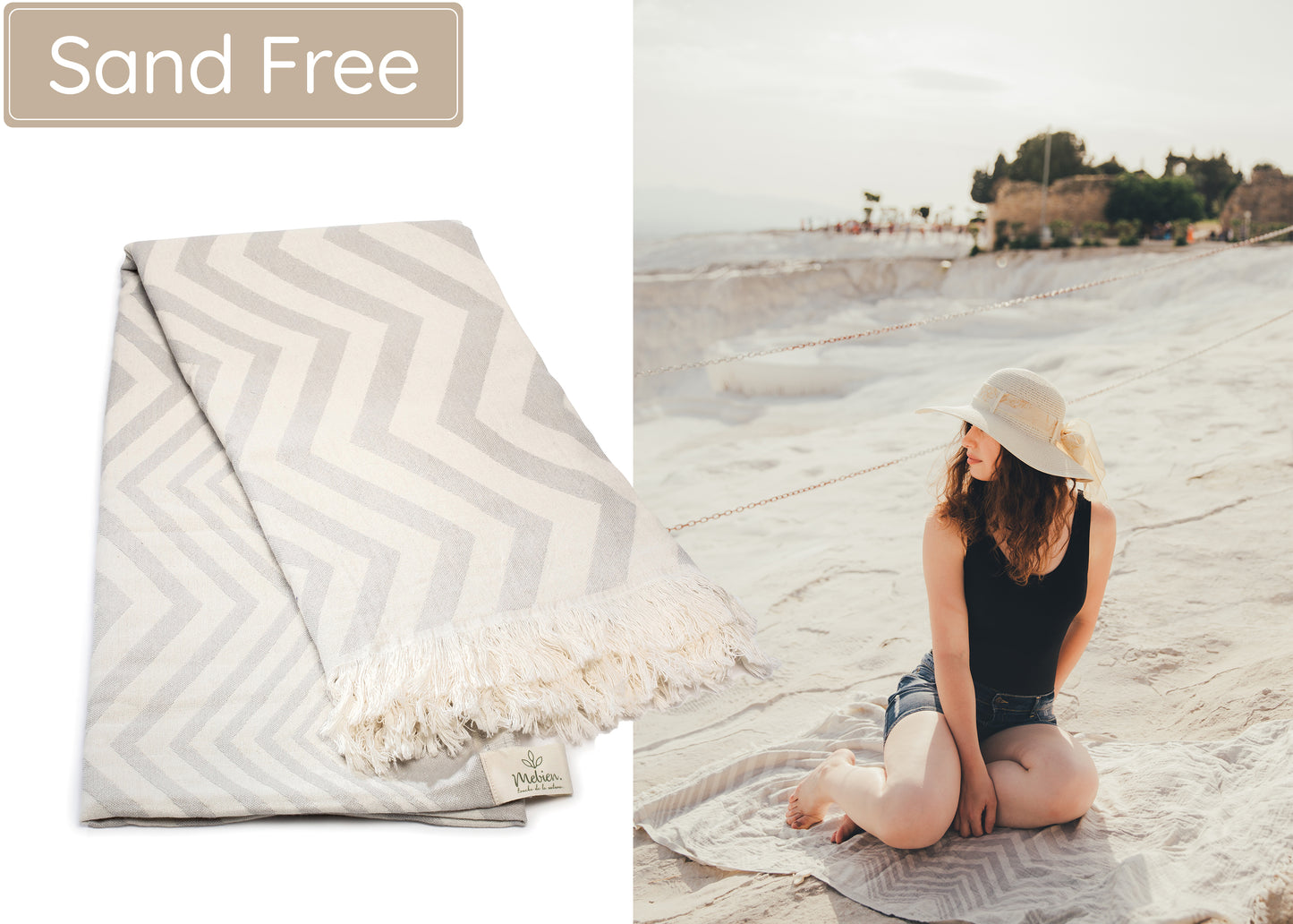 Grey and Beige Turkish Beach Towel (35”x67”)  Lightweight, Quick drying and Sand Free Can be Used as Beach Blanket 100% Cotton Ocean Design